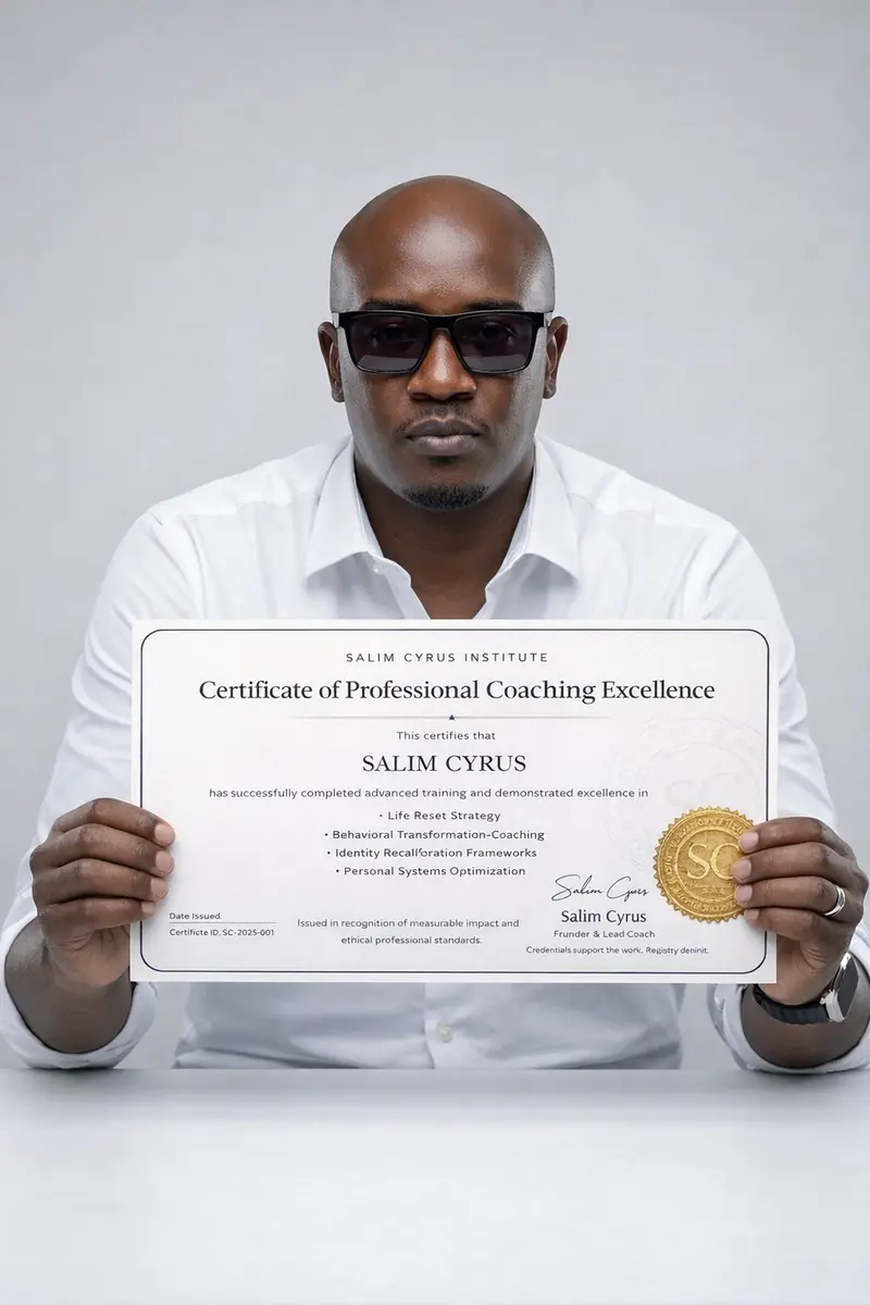 Salim Cyrus displaying a certificate